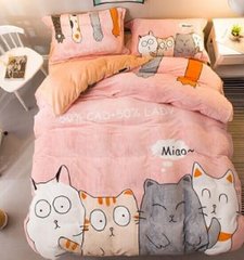 Плюшевое постельное белье евро размер Homytex Cat meow