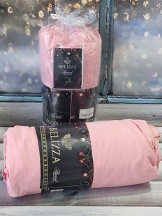 pembe 160х200см. фланель простыня на резинке с наволочками Belizza