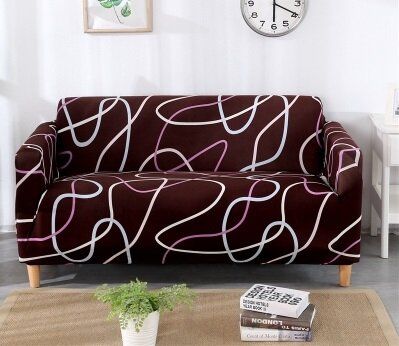 Чохол на тримісний диван "HomyTex" принт Хвиля коричнева