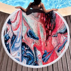 Пляжное полотенце с бахрамой круглое Homytex 150*150 Абстракция красная
