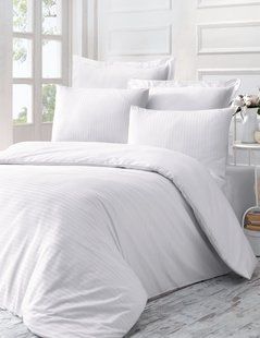 Комплект постільної білизни VICTORIA Stripe Sateen LİNE Білий