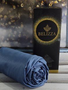 Blue 160х200см., сатиновая простыня на резинке Belizza
