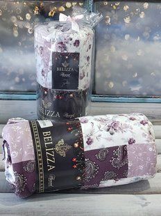plaid purple 160х200см. фланель простыня на резинке с наволочками Belizza