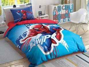 Дитячий та підлітковий комплект TAC Spiderman Light City Ранфорс простирадла на гумці+світиться у темряві