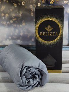 Antrasit 160х200см., сатиновая простыня на резинке Belizza