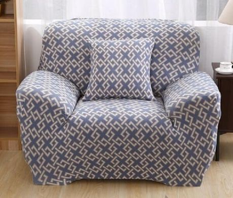 Чохол на диван + 2 крісла еластичні принт Homytex Абстракція блакитна