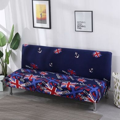 Чохол на 2-місний диван еластичний Homytex принт Британія синя