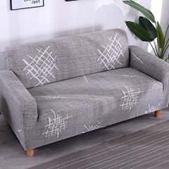 Чохол на диван + 2 крісла еластичні принт Homytex Сіра класика