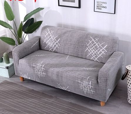 Чохол на диван + 2 крісла еластичні принт Homytex Сіра класика