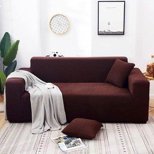 Чохол на 4х місний великий диван жакакардовий трикотаж Homytex Коричневий