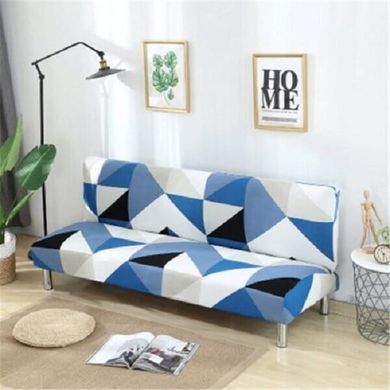 Чехол на диван + 2 кресла эластичные принт Homytex Ромб сине-голубой
