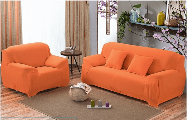 Чехол на диван + 2 кресла эластичный Homytex Оранжевый