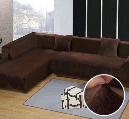 Набор чехлов на угловой диван замша-микрофибра 3.2 Homytex Шоколадный