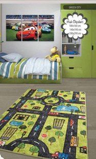 Ковер детский безворсовый Chilai Home 100 * 160 см. Green sity