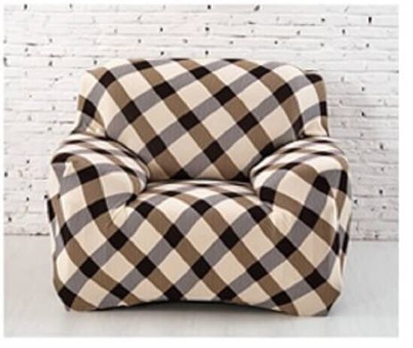 Чехол на диван + 2 кресла эластичные принт Homytex Клетка коричневая