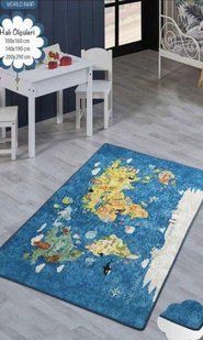 Ковер детский безворсовый Chilai Home 140 х 190 см. World map