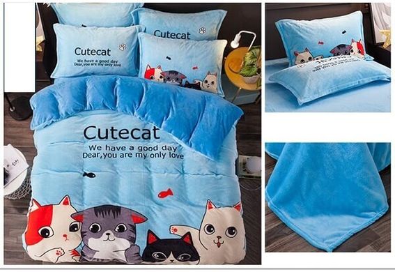 Плюшевое постельное белье полуторное Homytex Cute cat