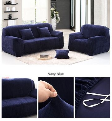 Чохол на диван + 2 крісла замша / мікрофібра Homytex Синій