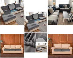 Чохли на диванні подушки сидіння Homytex Світло-сірий 100*120 (50/70)+20см.