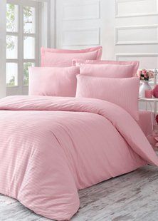 Комплект постільної білизни VICTORIA Stripe Sateen LİNE Пудра