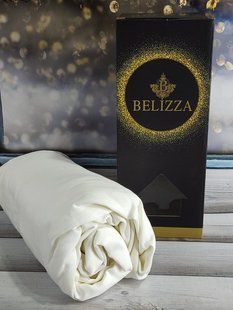 Krem 180х200см., сатиновая простыня на резинке Belizza