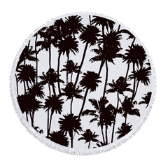 Пляжное полотенце с бахрамой круглое Homytex 150*150 Пальмы