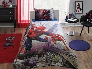 Дитячий та підлітковий комплект TAC Spiderman Action Ранфорс / простирадло на гумці