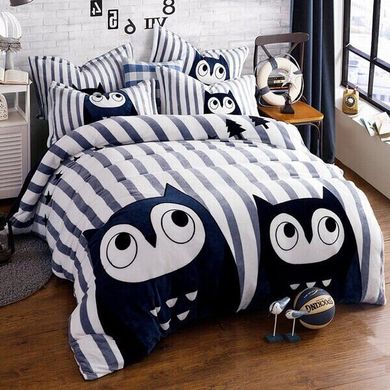 Плюшевое постельное белье евро размер Homytex Owls