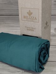 P. yesil A 160х200см., сатиновая простыня на резинке Belizza