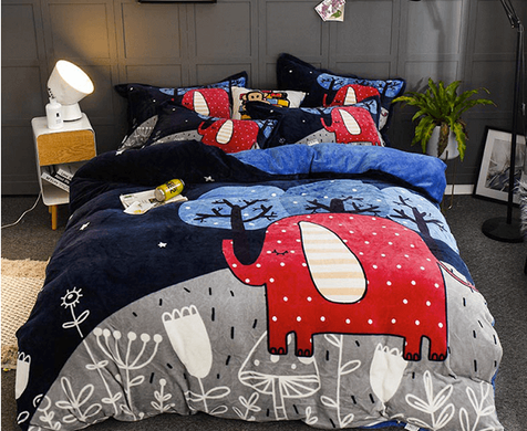 Плюшевое постельное белье евро размер Homytex Forest elephant